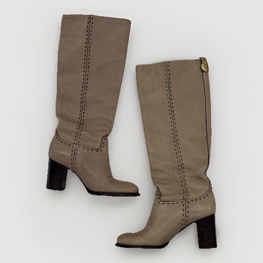 Tory Burch Boots Womens Size 6 Wyatt Stovepipe Tall Heeled Leather